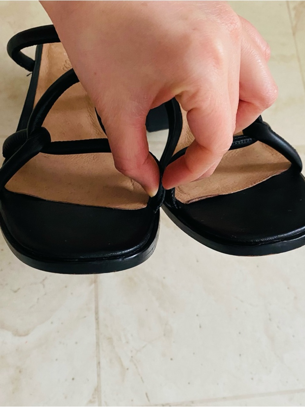 $138 Madewell Tayla Black Leather Block Heels Square Toe Slides Sandals Size 8.5 - Picture 10 of 14